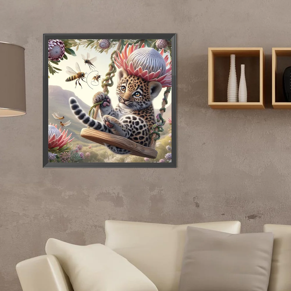 Diamond Painting - Full Round Drill - Swing Leopard(Canvas|40*40cm)