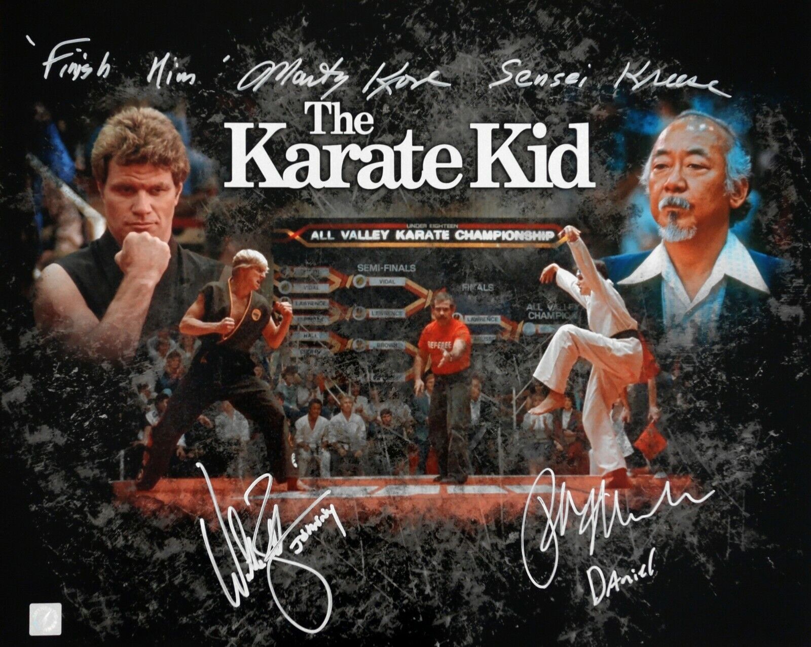 Ralph Macchio, Zakba & Kove Autographed Karate Kid Cobra Kai 16x20 ASI Proof