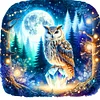 Owl On Gemstone Under Moonlit Night-Full Embroidery 3 Strands 11CT Stamped Cross Stitch-40*40CM