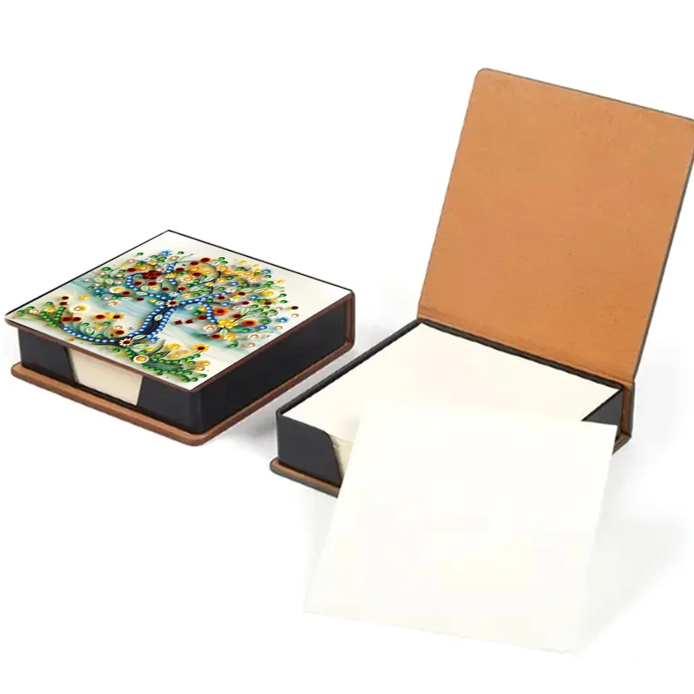 PU 5D Diamond Painting Kit Note Box DIY Diamond Art Notepad Box (Tree B)