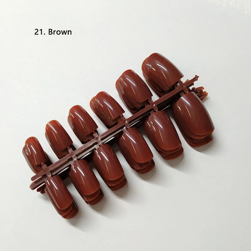 120pcs/pack 20 Colors Full Cover Nail Tips Short Design Fake Nails Square Faux Ongles Acrylic Frenc False Nails Art Tips Tools-Nail Inspo