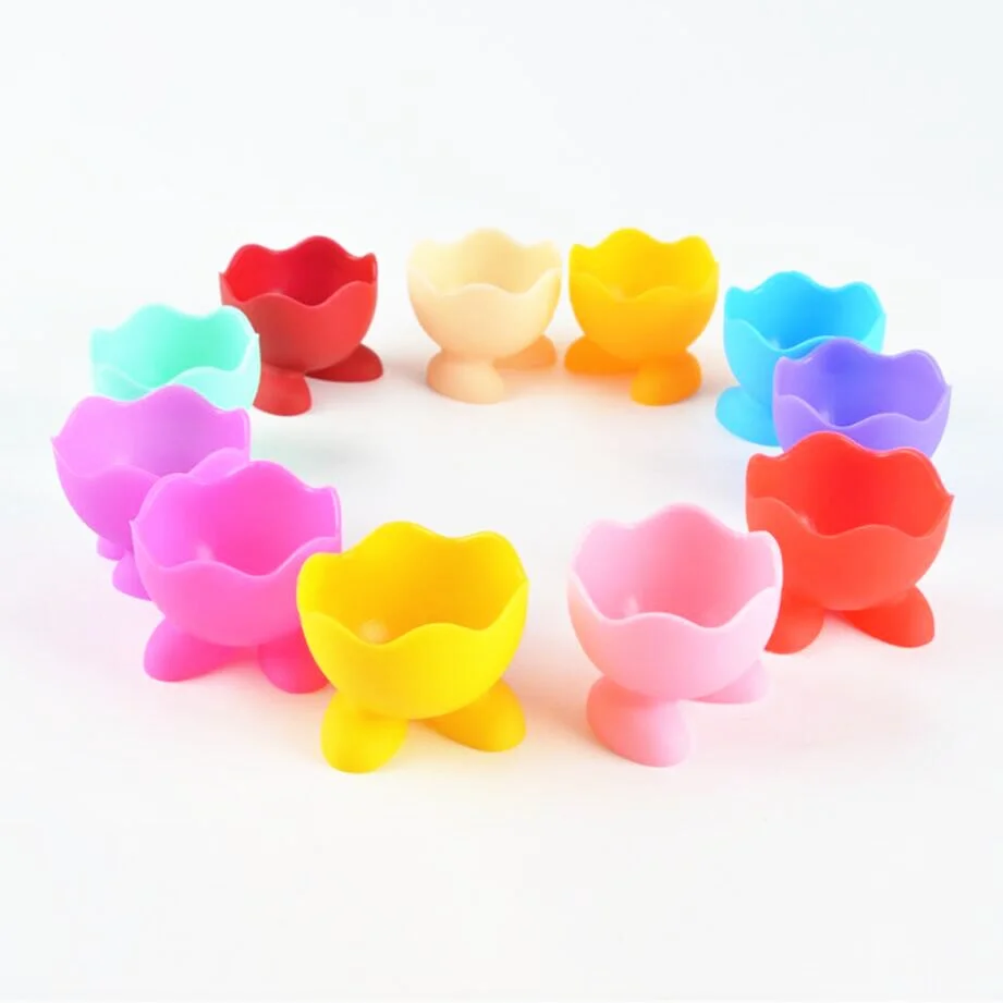 1pc Empty Silicone Egg Holder Cute Cartoon Shaped Non-toxic Anti-fragile Portable Cosmetic Puff Sponge Storage Cup Soft
