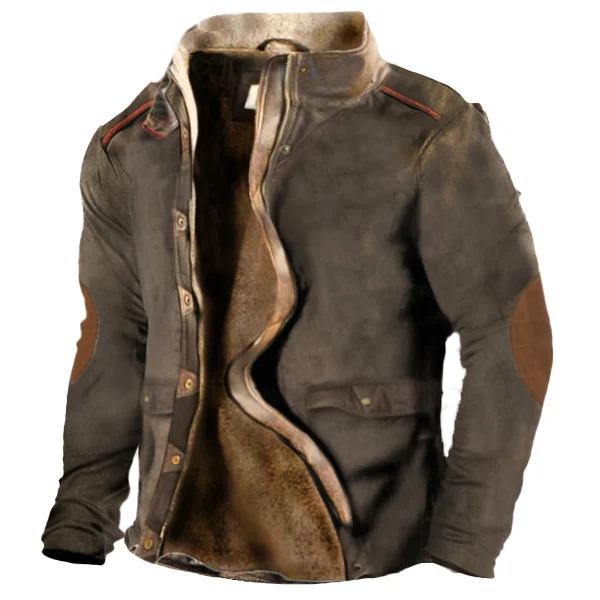 Men's Retro Lining Plus Fleece Tactical Shirt Jacket
