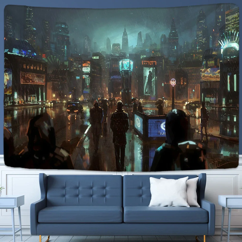 Nigikala Future Steam City Tapestry Art Home Psychedelic Galaxy Hanging Wall Tapestry Hippie Retro Home Decor