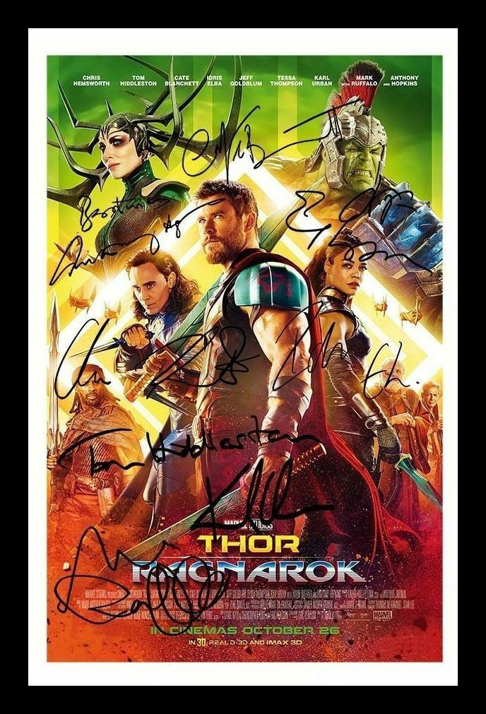 Thor Ragnarok Cast Autograph Signed & Framed Photo Poster painting