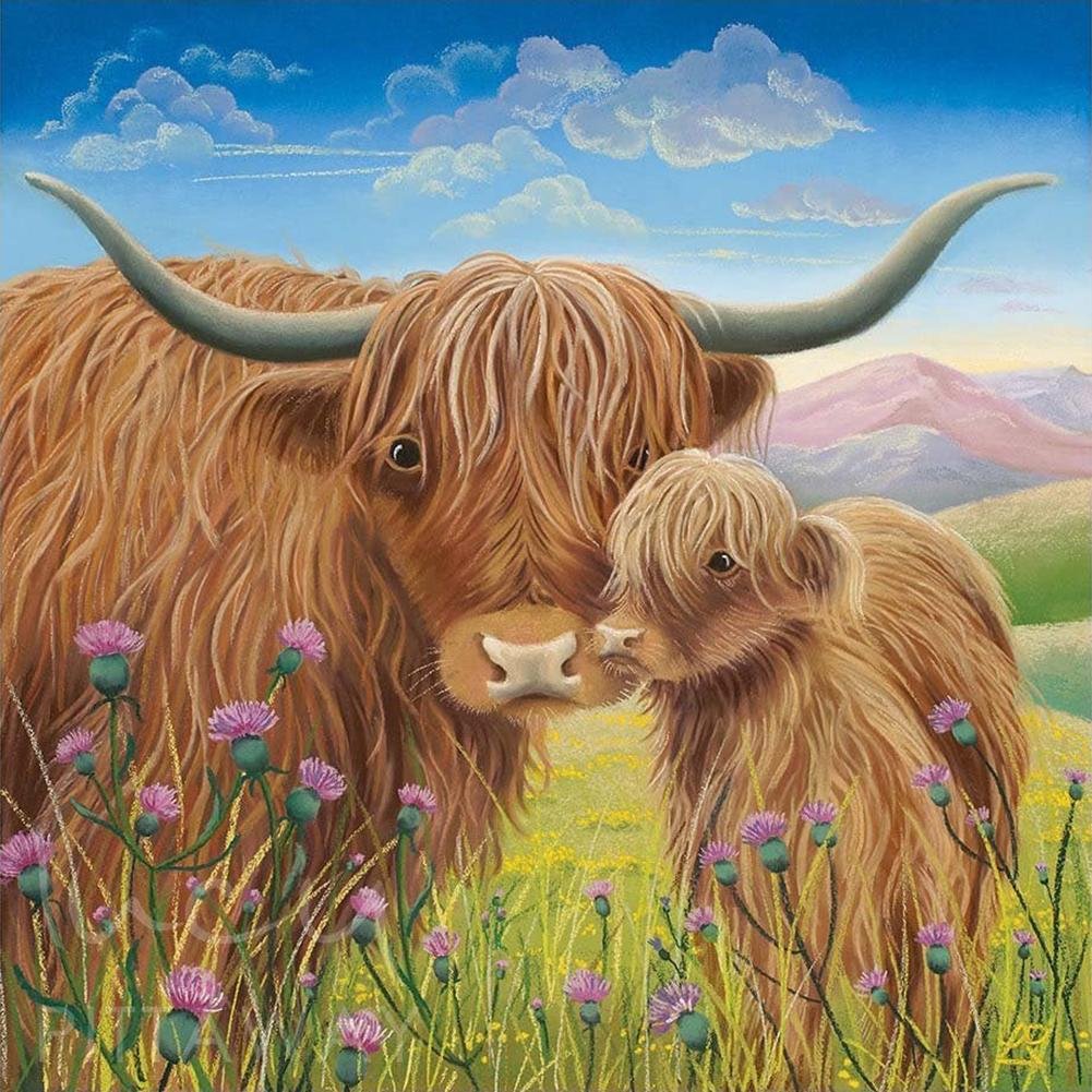 Full Round Diamond Painting - Kissing Cow(30*30cm)