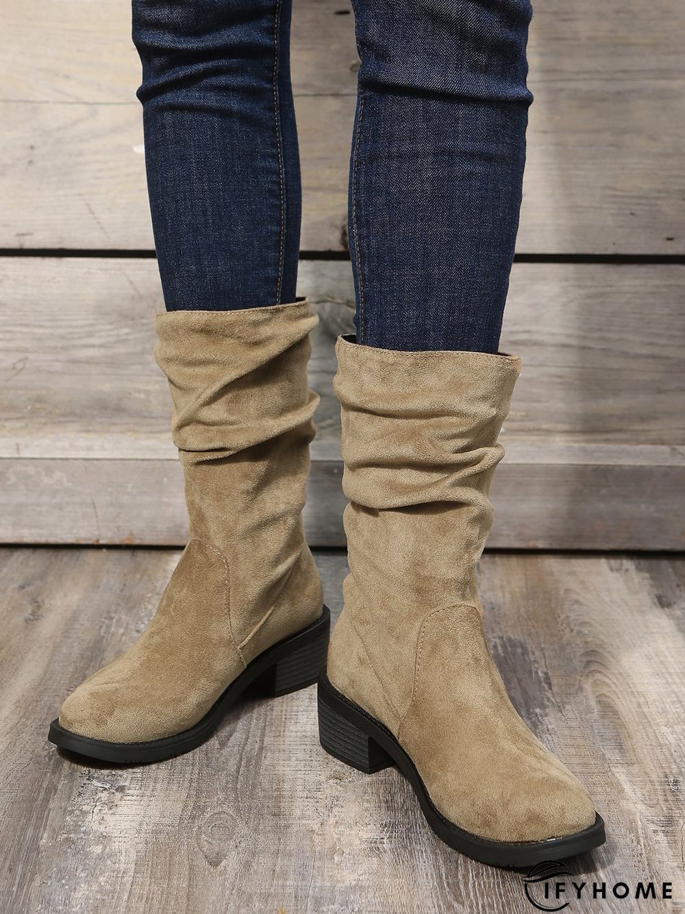 Faux Suede Slip On Slouchy Boots | IFYHOME