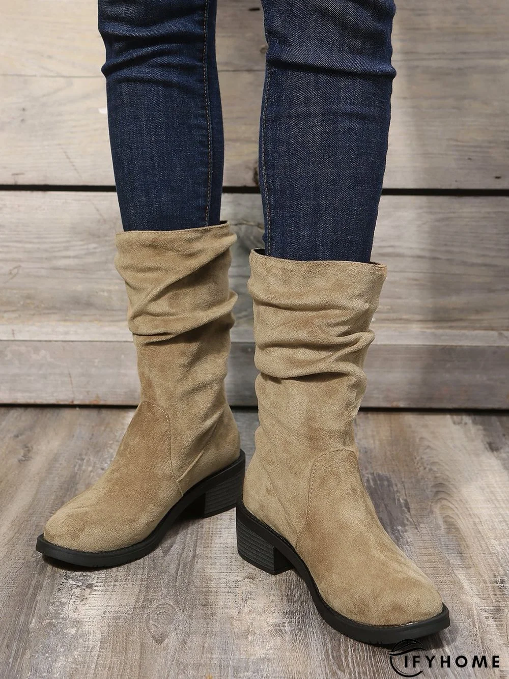 Faux Suede Slip On Slouchy Boots | IFYHOME