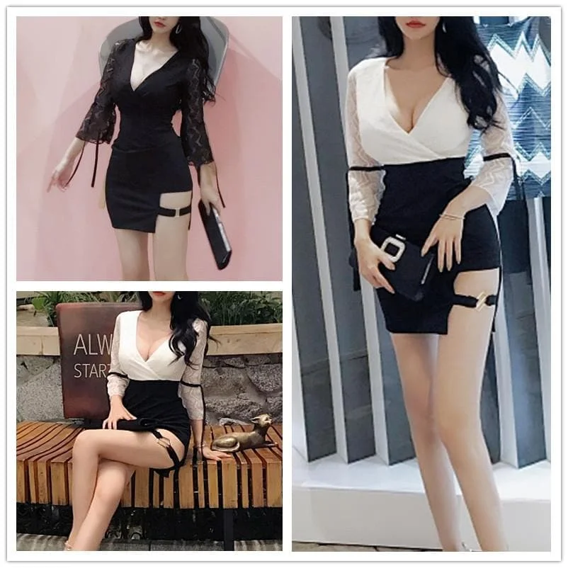 Black/White Sweet Tight Lace Dress SP1811871