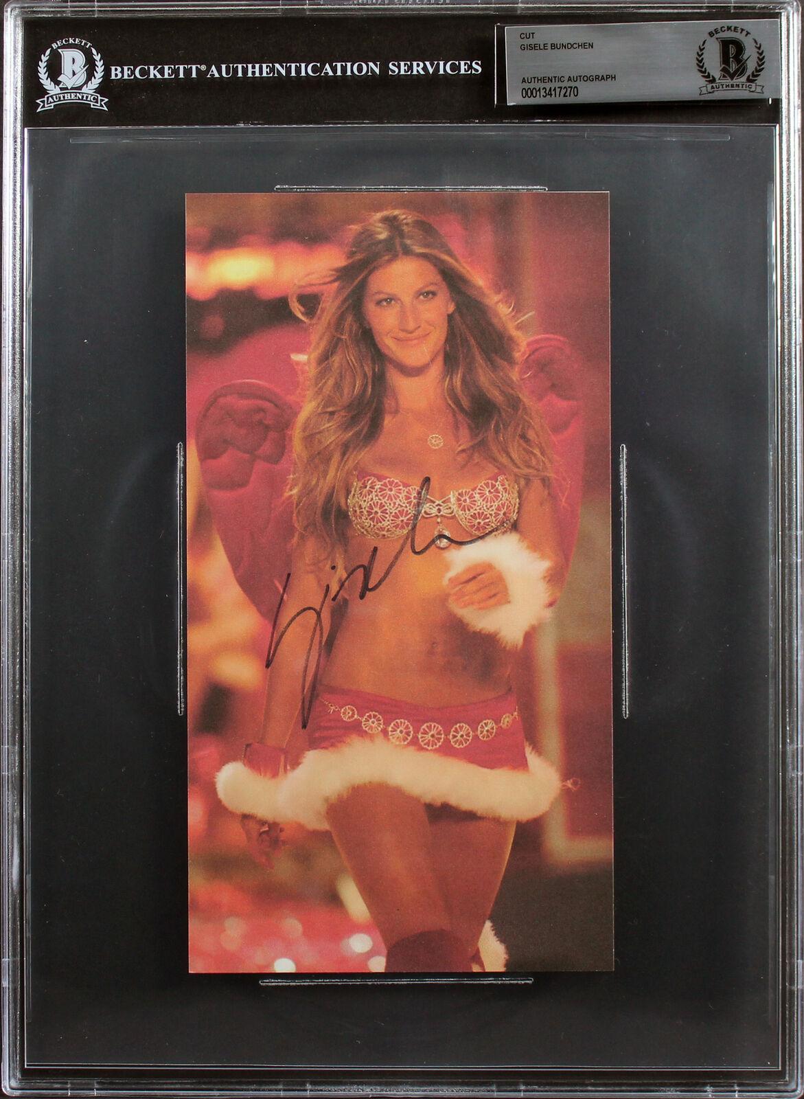 Gisele Bundchen Authentic Signed 4.5x8.5 Cut Signature BAS Slabbed