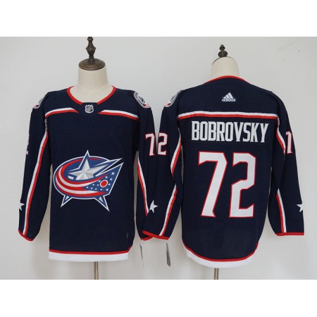 Men's  Columbus Blue Jackets #72 Sergei Bobrovsky Navy Stitched NHL Jersey