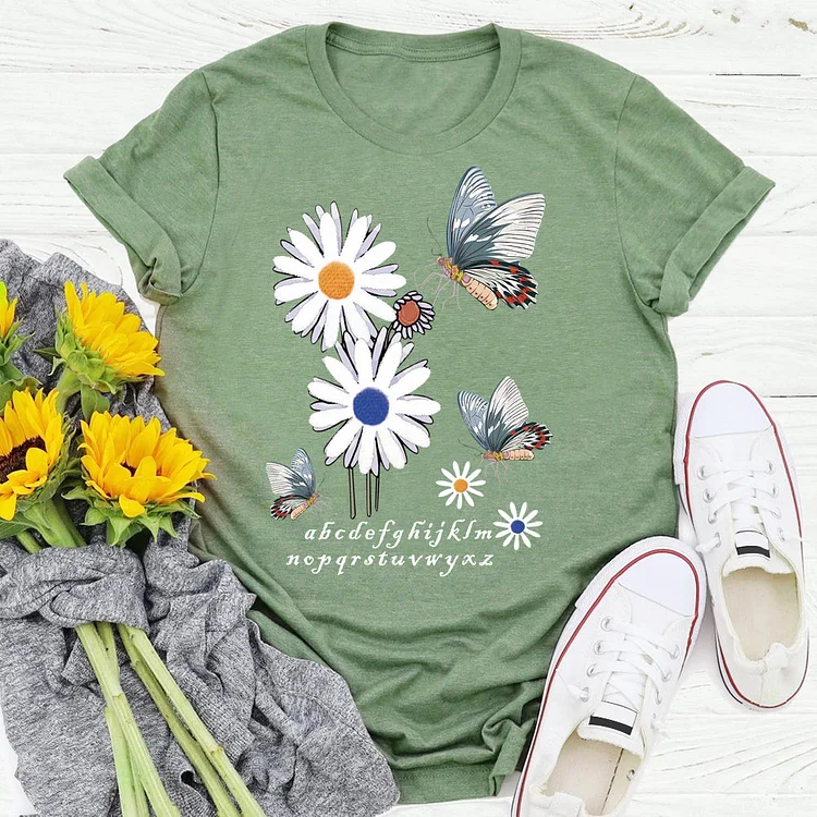 ANB - Flower  Butterfly  T-Shirt Tee-06448