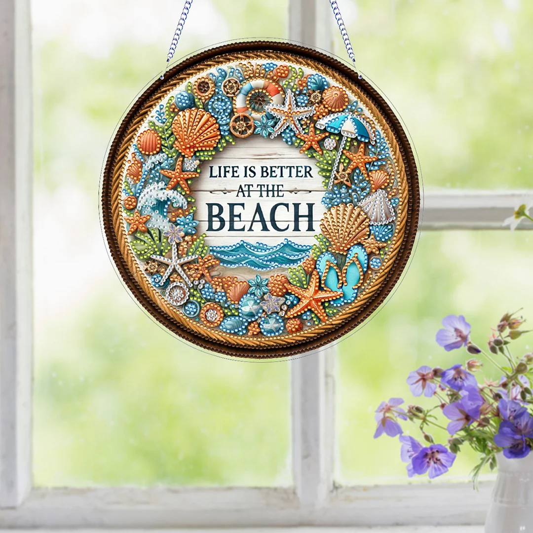 Seashell 2D Flat DIY Diamond Art Pendant for Adults Gift Home Window Wall Decor