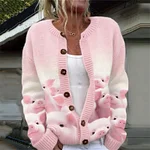 Lovely Fuzzy Pigs Gradient Cozy Knit Cardigan - Image 2