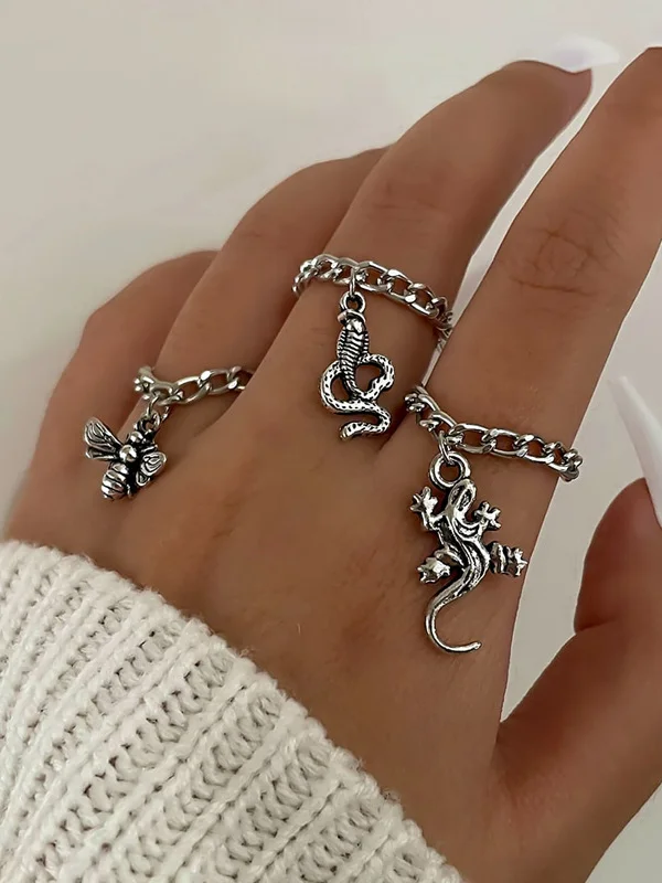 Punk Style Street Fashion 3 PCS Rings Sets
