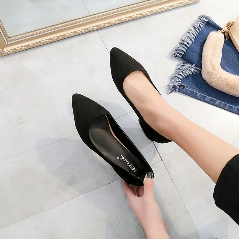 Women's Slippers & Flip-Flops Flat Heel Open Toe Suede Loafer Solid Colored Black Gray | IFYHOME