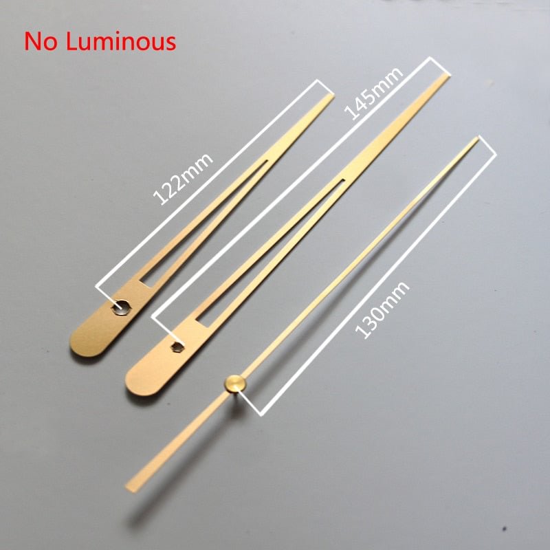 Metal Wall Clock Hands Gold Home Decor Hour Hand Minute Hand Second Hand with Luminous Large Clock Pointer Golden