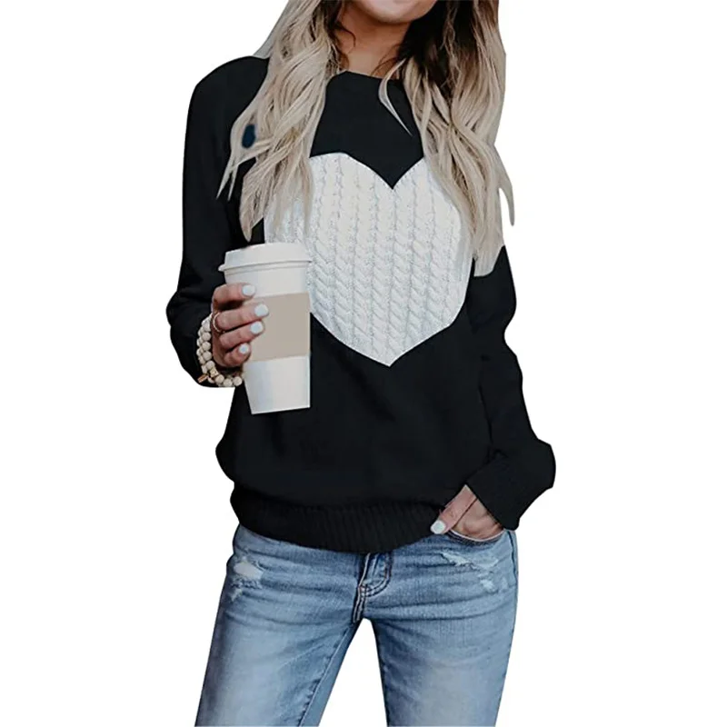 Wongn Wongn / Winter Women's Knit Sweater Plus Size Love Knit Long Sleeve Jumper Sweater Woman