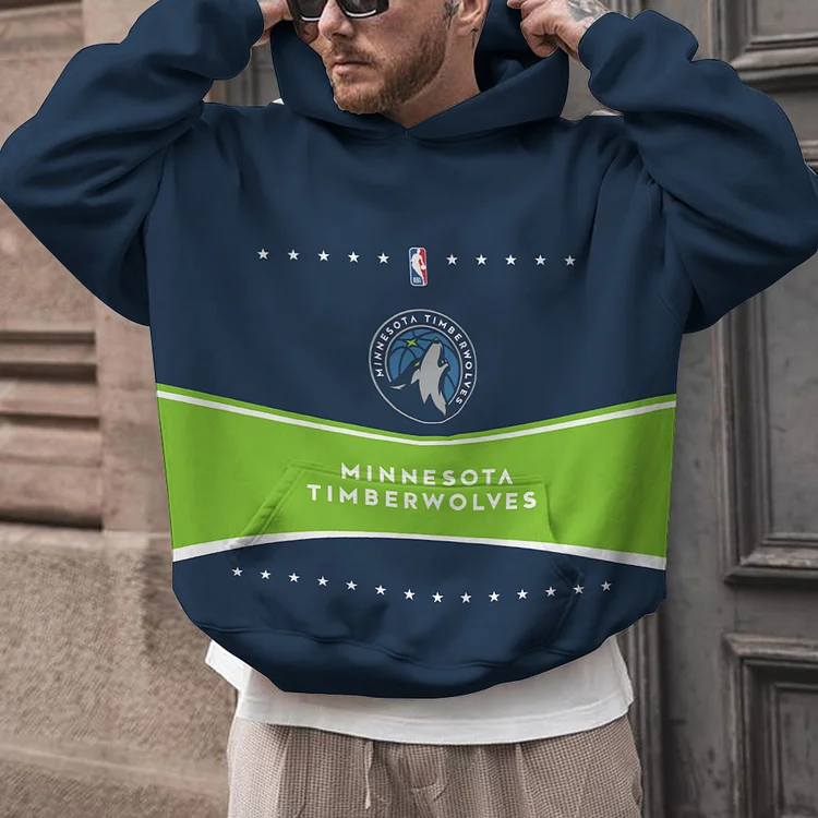 Minnesota Timberwolves  Printed Hooded Pocket Pullover Hoodie