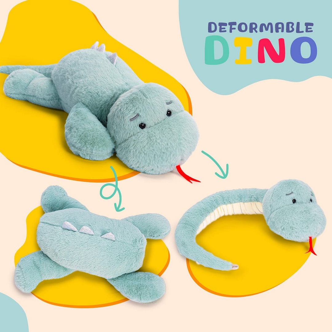 3 in 1 Deformable Dinosaur Plush Stuffed Animal Fluffy Plush Toy Snake Hand Warmer