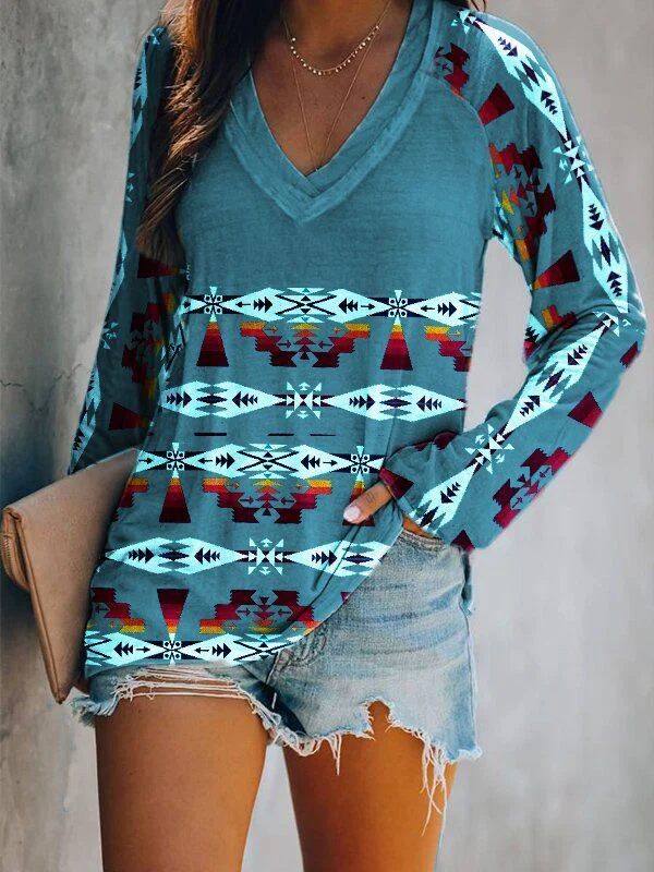 Western Vintage Print Long Sleeve T-Shirt