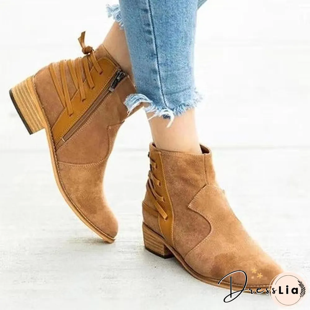 Fashion Lace-Up Embellishment Booties