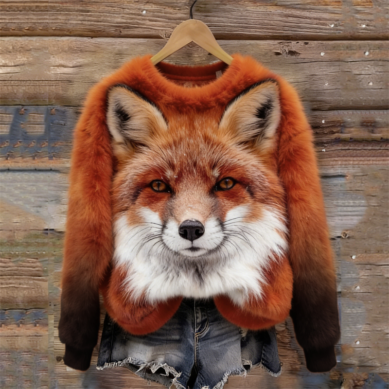 Forest Fox Inspired Cozy Plush Sweatshirt wearshes