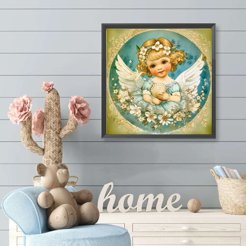 Full Round Diamond Painting 40*40cm - Fashionable Shell Angel Girl