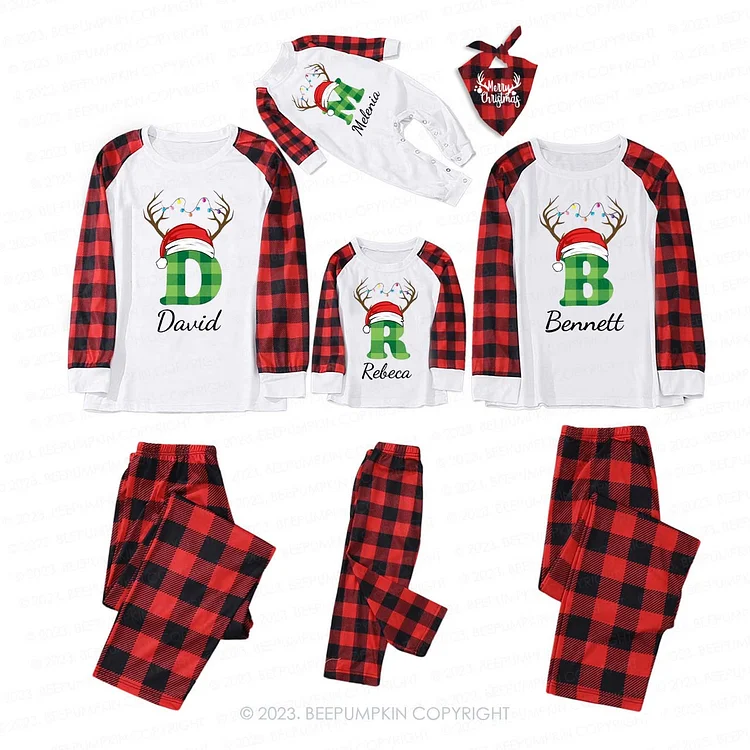 Personalized Monogrammed Christmas Family Matching Pajamas Beepumpkin