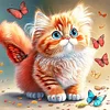 Diamond Painting -5D Full Round Drill Butterfly and Kitten
