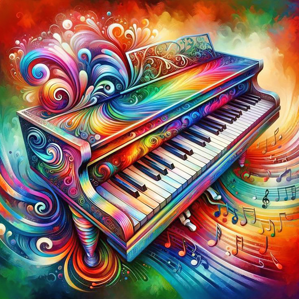 Colorful Musical Instrument Piano 40*40cm(canvas) full round drill diamond painting