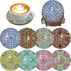 8pcs/set Diamond Painting Mandala Coaster Cup Cushion Home Decor