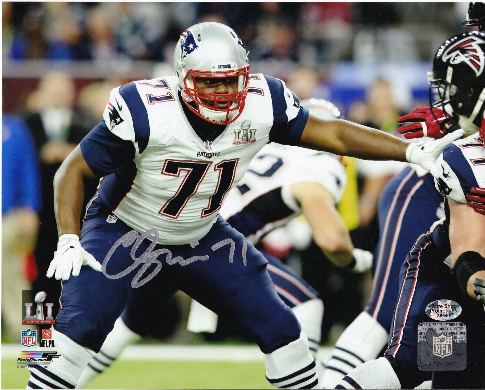 CAMERON FLEMING NEW ENGLAND PATRIOTS ACTION SIGNED 8x10