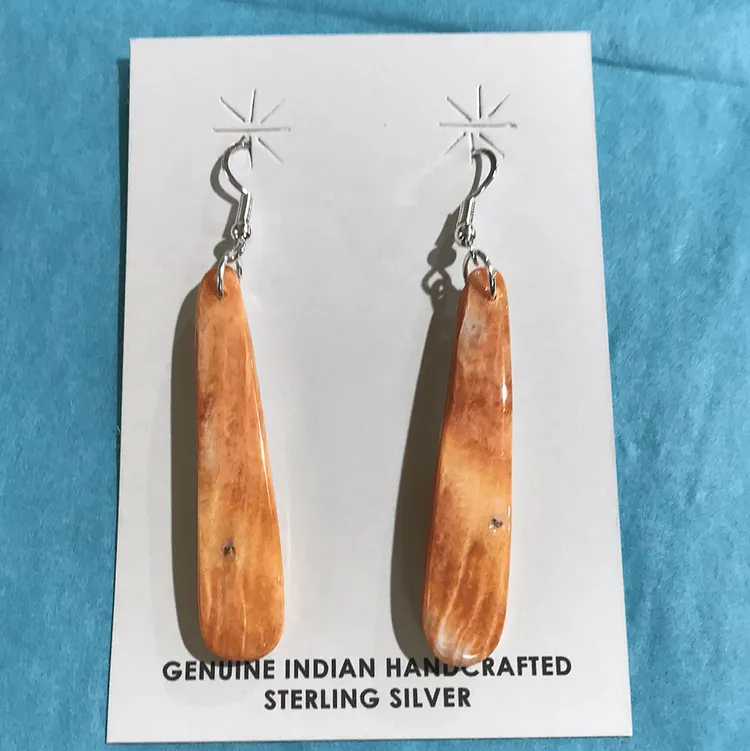 Cooper Orange Spiny Teardrop Earrings