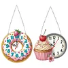 2Pcs Dessert DIY Diamond Painting Ornament with Clock Function Home Decor Art
