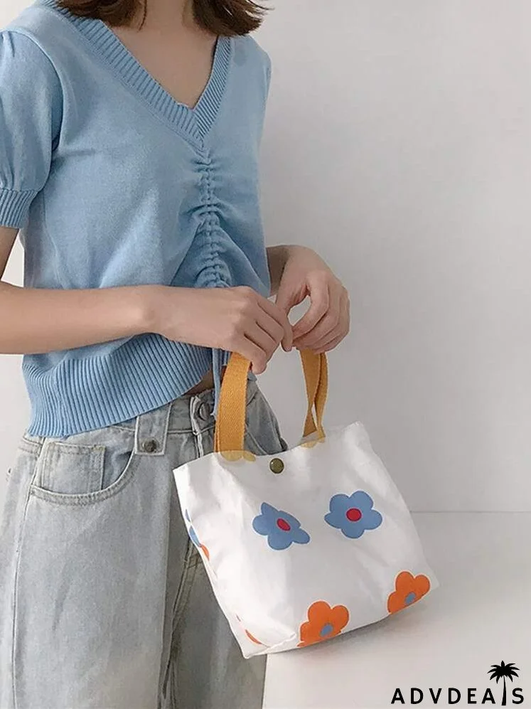 Floral Graphic Satchel Bag