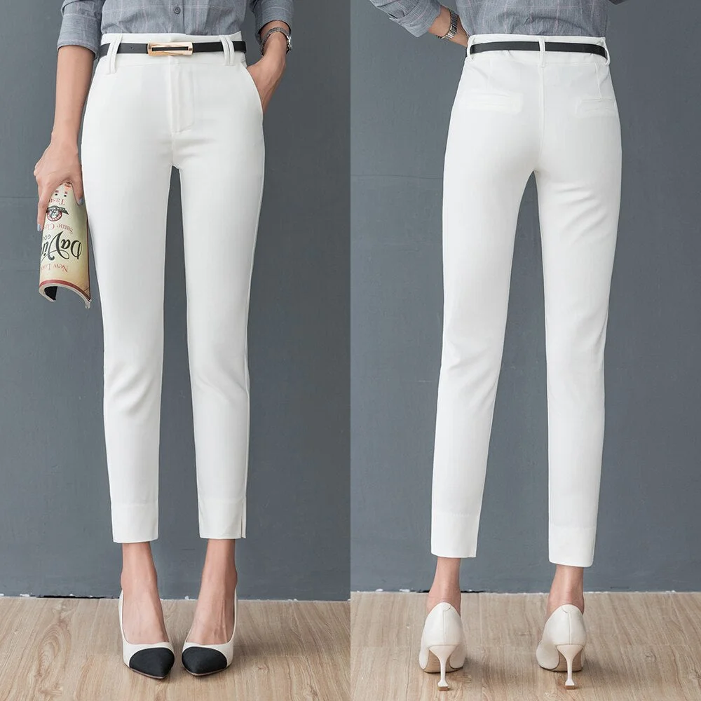 Office Lady Pencil Pants 2020 Women Fashion Work Wear Trousers Business Ladies Korean Style Female Black Navy blue White Pants