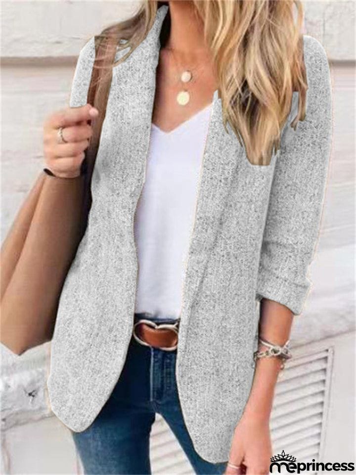 Fashion Open Front Lapel Collar Slim Casual Work Office Blazer Jacket