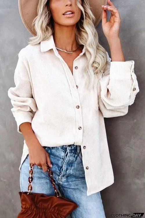 Cool Corduroy Casual Coat Top