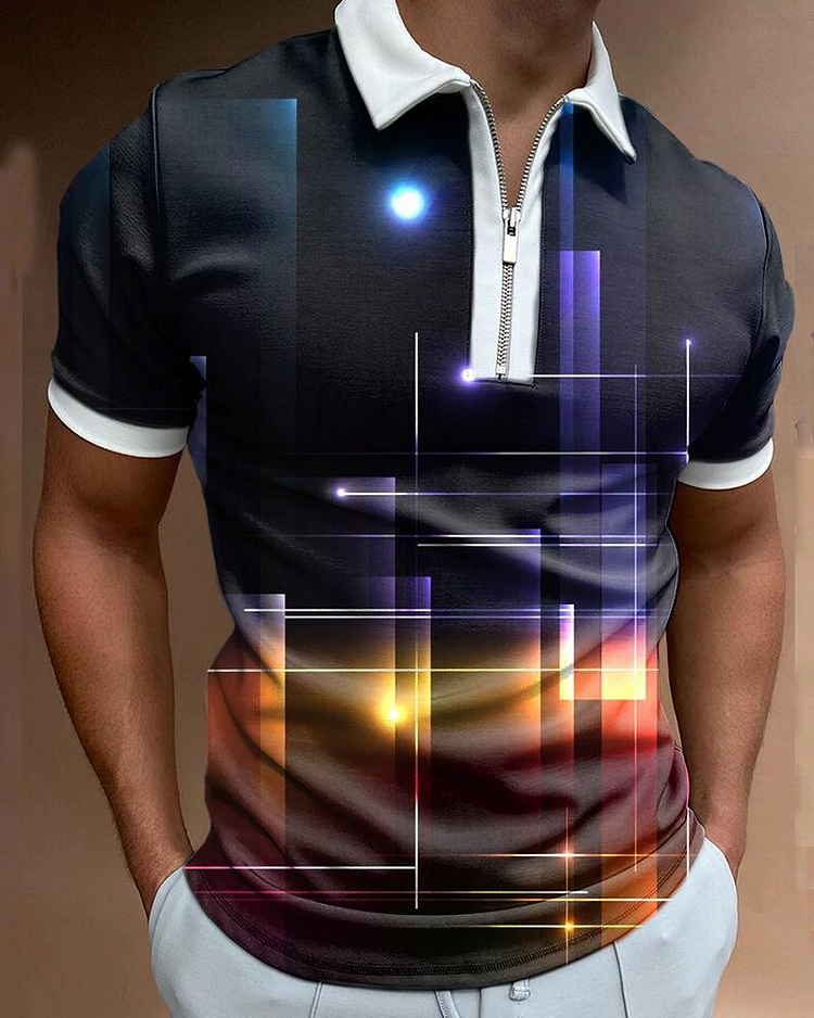 Men's Casual Gradient Print POLO Shirt