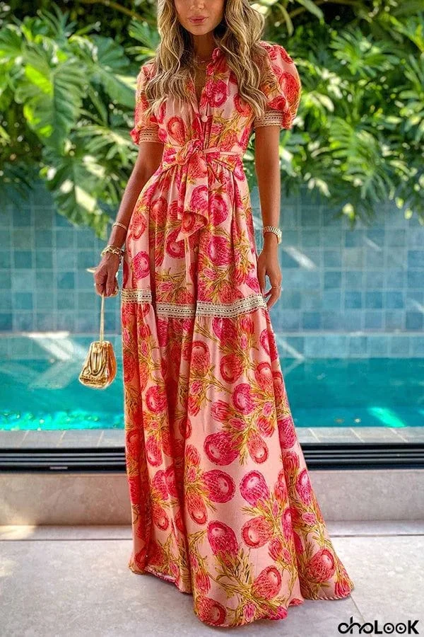 Driving Down Sunset Floral Maxi Dress