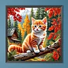 Diamond Painting-5D Full Round Drill Cat in the Woods(40*40 CM)
