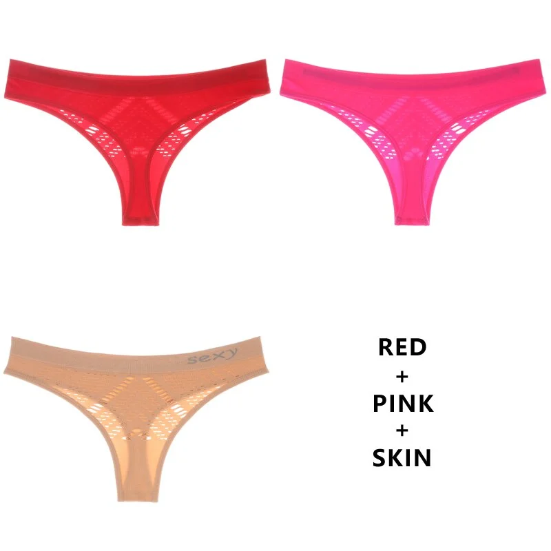 Meet'r 3Pcs/Lot Hollow Out Lingerie Europe Seamless Sexy Panties Women Temptation Underwear Mid-waist G String Drop Shipping