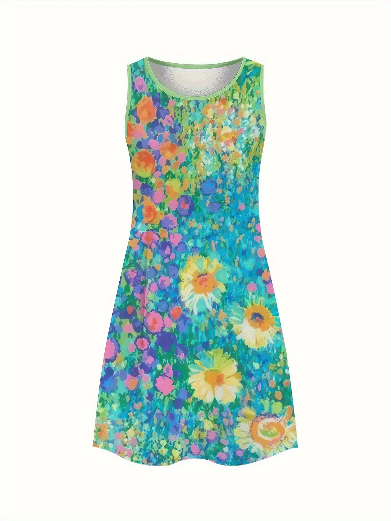 Womens Lightweight Elastic Breathable Fabric Line Dress-Sunflower Butterfly | IFYHOME