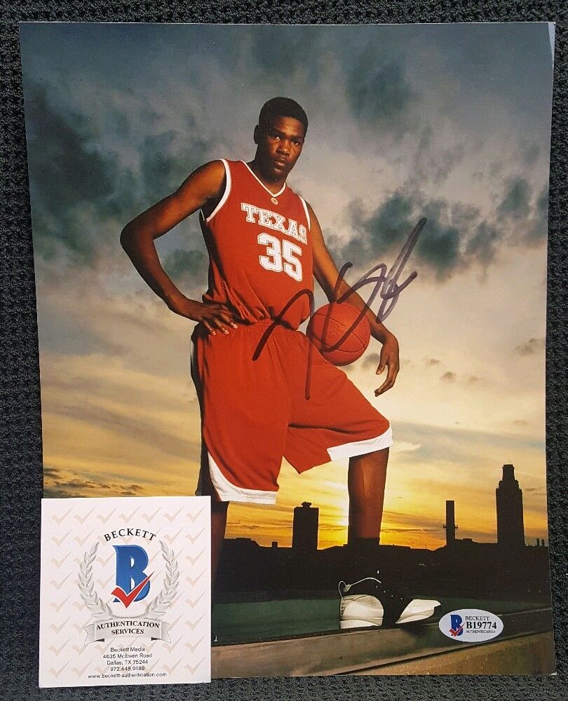 KEVIN DURANT Autographed Texas Longhorns, Warriors 8x10 Photo Poster painting. BECKETT