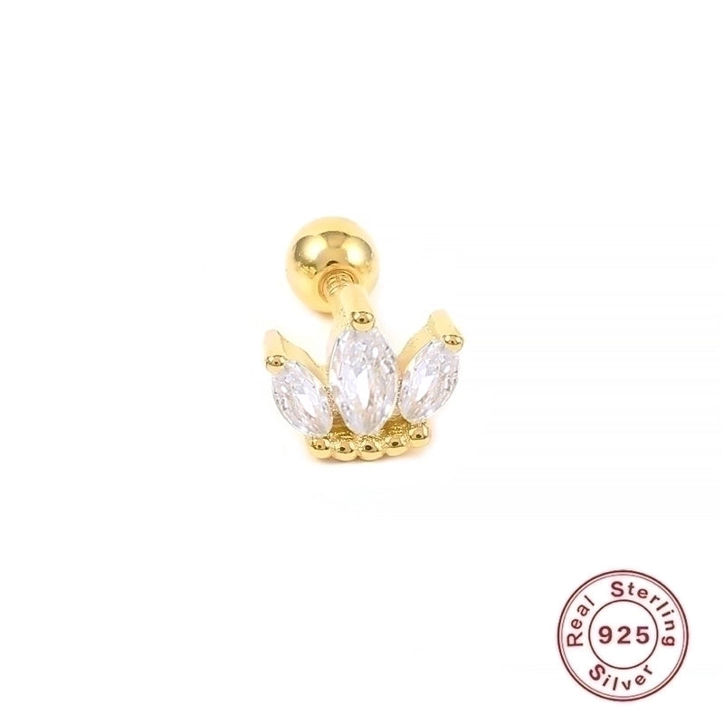 1 Piece 925 Sterling Silver Zircon Solid Color Ear Studs