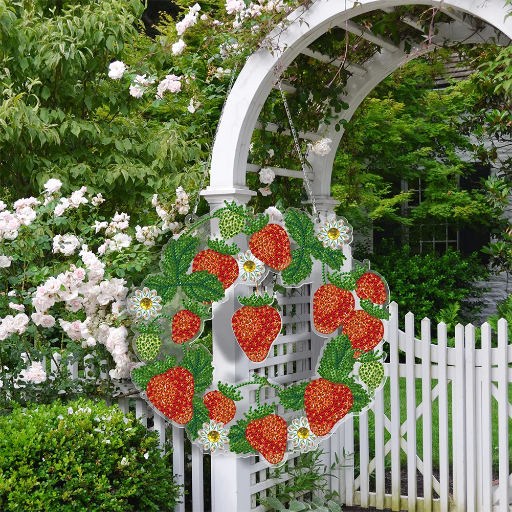DIY Diamond Painting Hanging Christmas Wreath - Strawberry