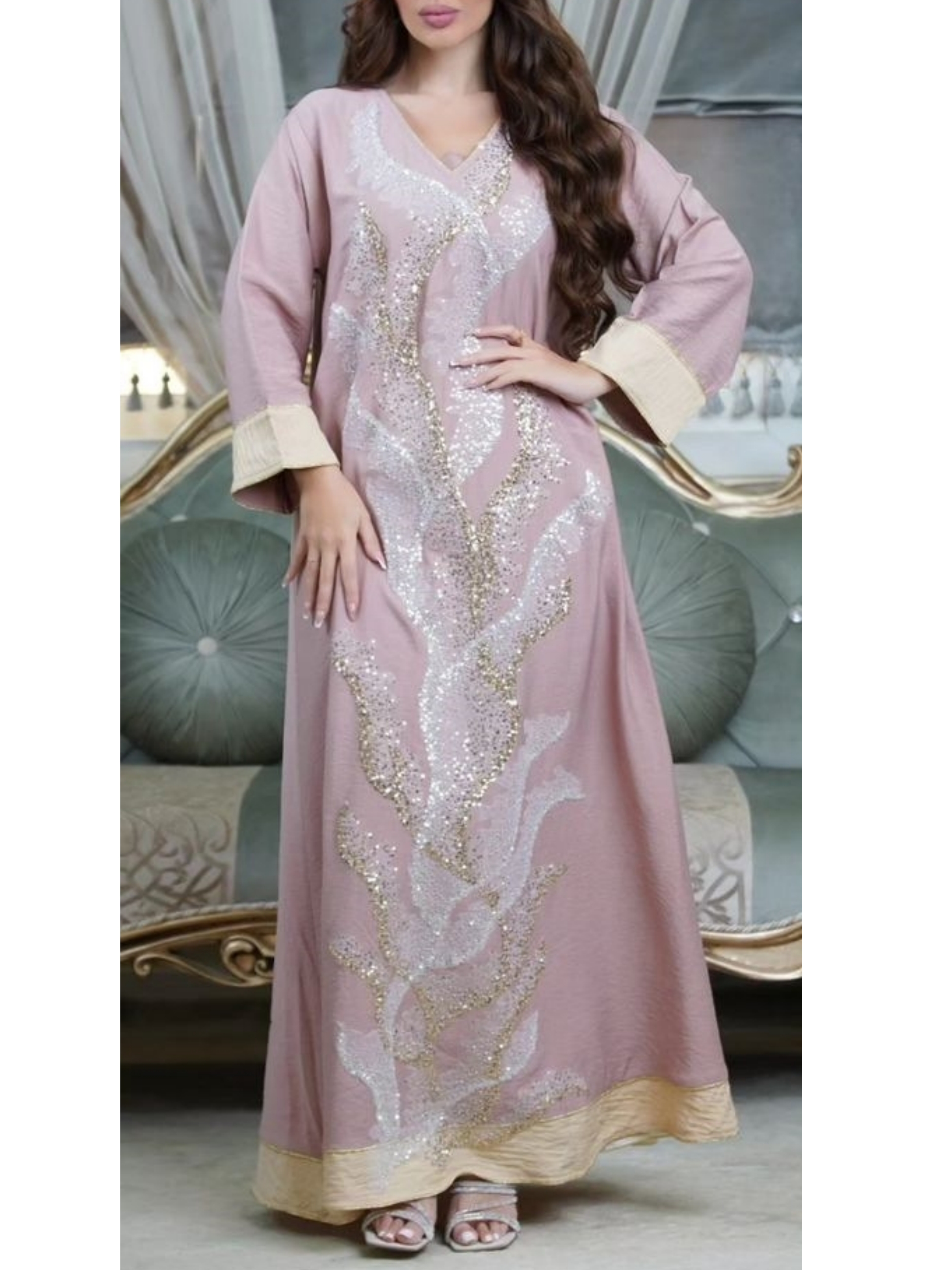 Stylish Sequin Embroidered Casual Robe | Oxredo Shop Ramadan Sale