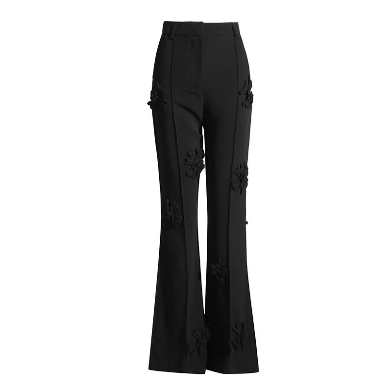 Woherb Woherb 2024 New Fashion Temperament Commuter Suit Collar Jacket Pants Three-Dimensional Flower Suit Female-Outfit Ideas