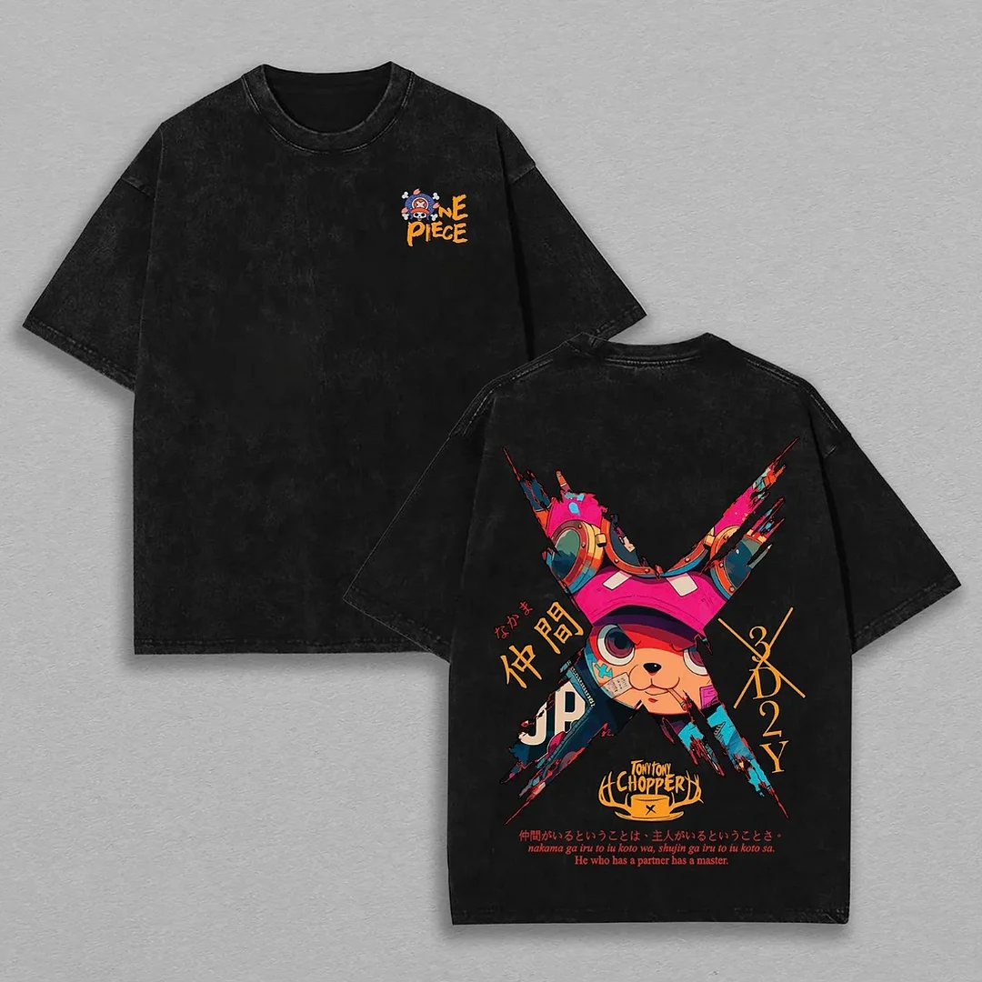 One Piece Printed Unisex Washed T-Shirt